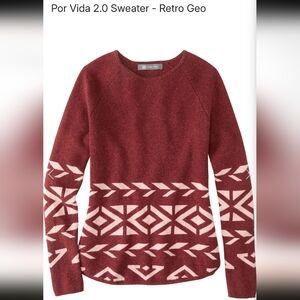 Title Nine Size Medium Por Vida 2.0 Retro Geo Red Wool Silk Blend